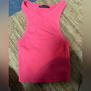 Zara hot pink cropped tank top